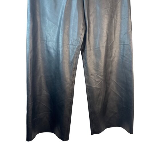 ZARA Faux Leather Size 6 Cropped Wide Leg Pants Black - Picture 9 of 13